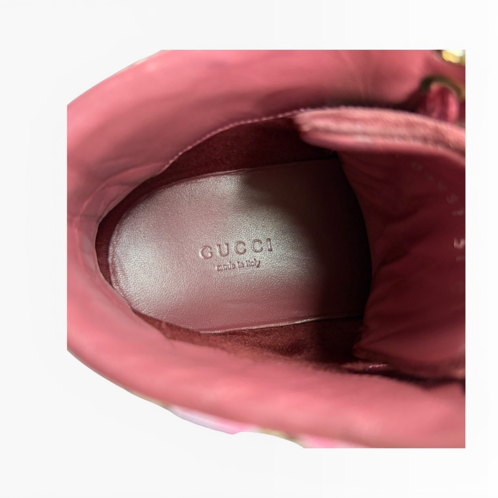 Gucci Women’s Floral High-Top Sneakers in Pink and Green Size 37 - Picture 5 of 10